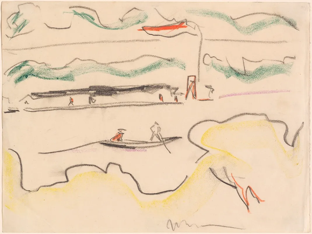 Elbe Landscape Near Dresden 2 Wall Art by Ernst Ludwig Kirchner - High-Resolution Digital Print