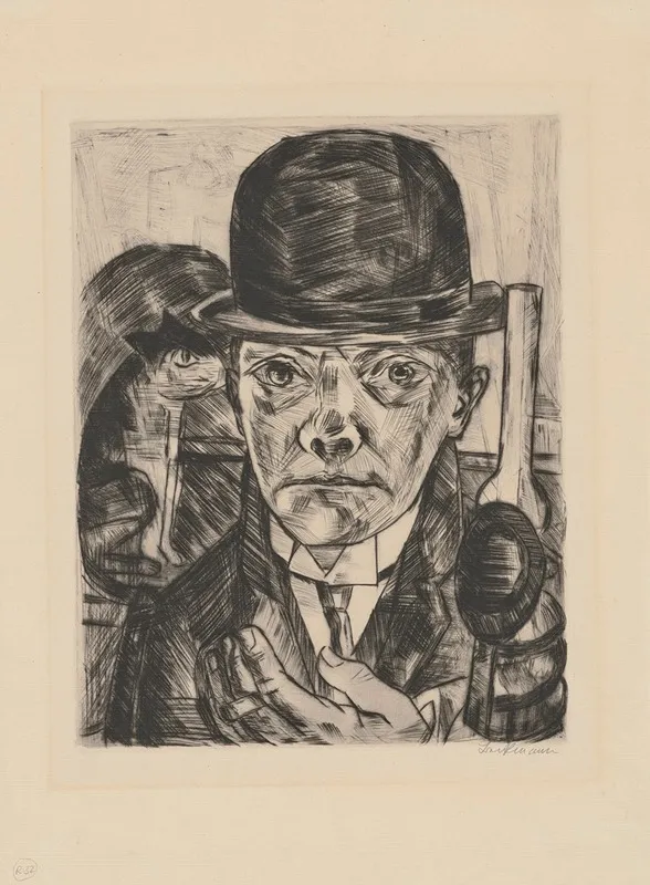 Elbstbildnis Mit Steifem Hut Wall Art by Max Beckmann - High-Resolution Digital Print