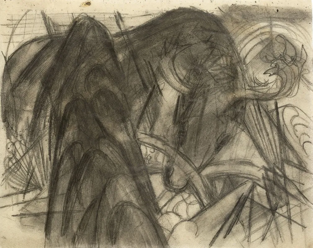 Elch In Phantastischer Umgebung Hirsch In Landschaft Wall Art by Franz Marc - High-Resolution Digital Print