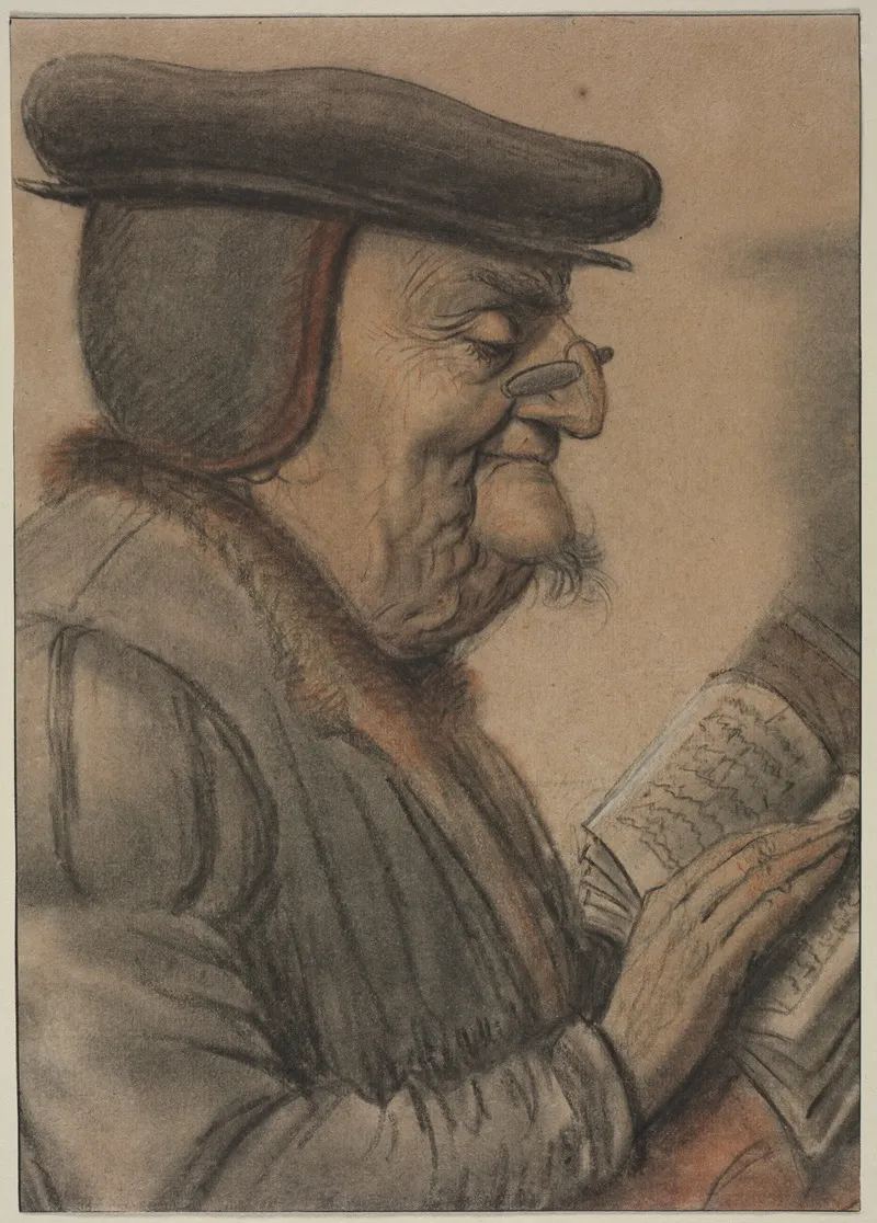 Elderly Man Reading A Book Wall Art by Nicolas Lagneau - High-Resolution Digital Print