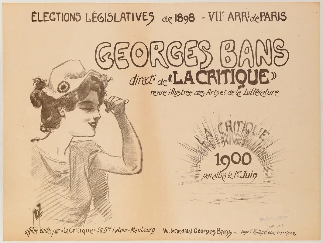 Elections Legislatives De 1898 Viie Arrt De Paris Georges Bans Directr De La Critique Wall Art by Ferdinand Misti-Mifliez - High-Resolution Digital Print