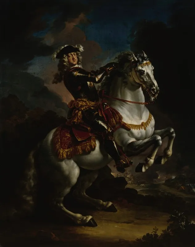 Elector Johann Wilhelm Von Pfalz Neuburg On Horseback Wall Art by Jan Frans van Douven - High-Resolution Digital Print