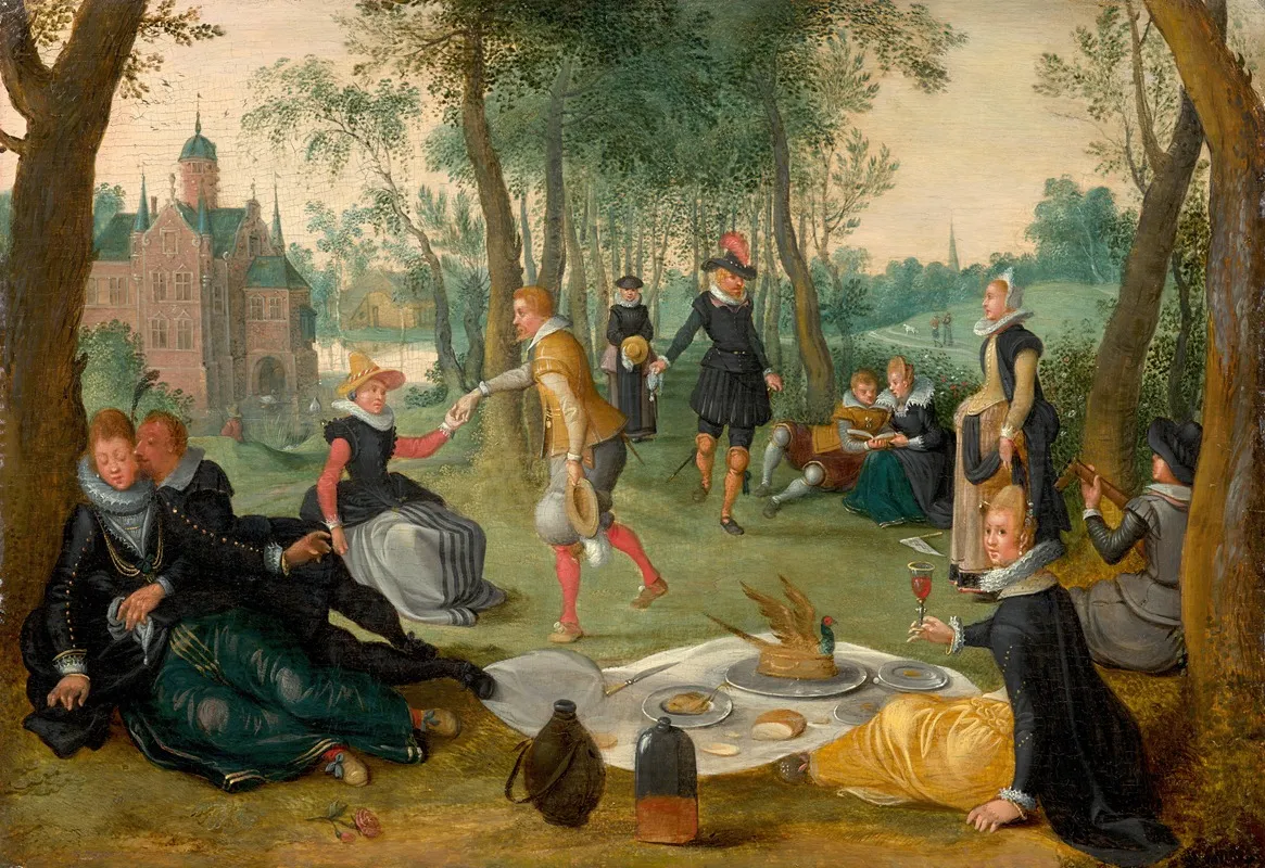 Elegant Company Having Lunch In A Landscape Wall Art by Sebastien Vrancx - High-Resolution Digital Print