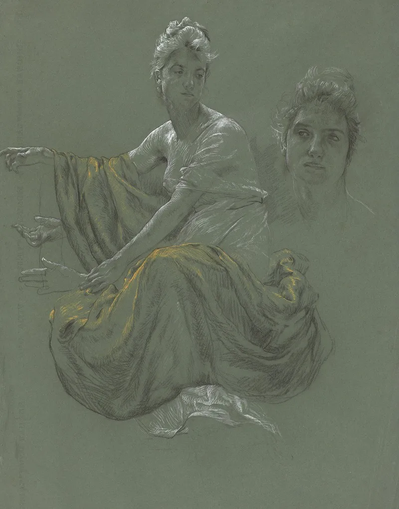 Elegant Young Woman In Classical Drapery