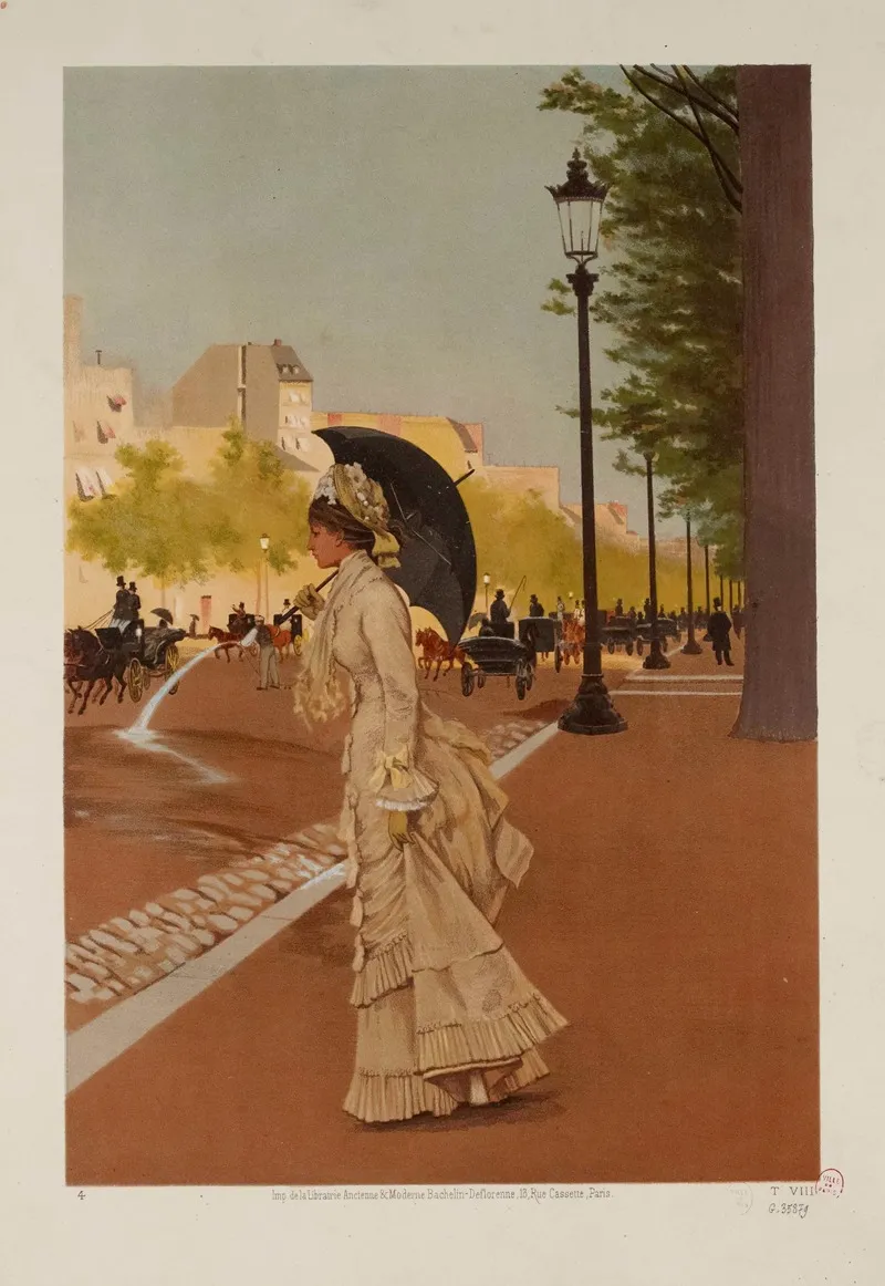 Elegante Sur Lavenue Des Champs Elysees Wall Art by Bachelin-Deflorenne - High-Resolution Digital Print