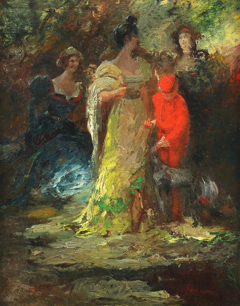 Elegantes Dans Un Parc Wall Art by Jean Seignemartin - High-Resolution Digital Print
