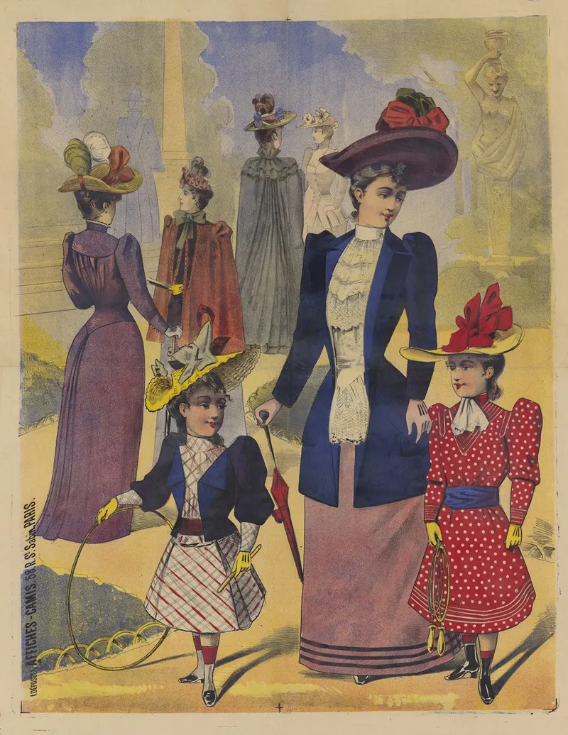 Elegantes Et Fillettes Au Cerceau Et A La Corde A Sauter Wall Art by Imp. Camis - High-Resolution Digital Print