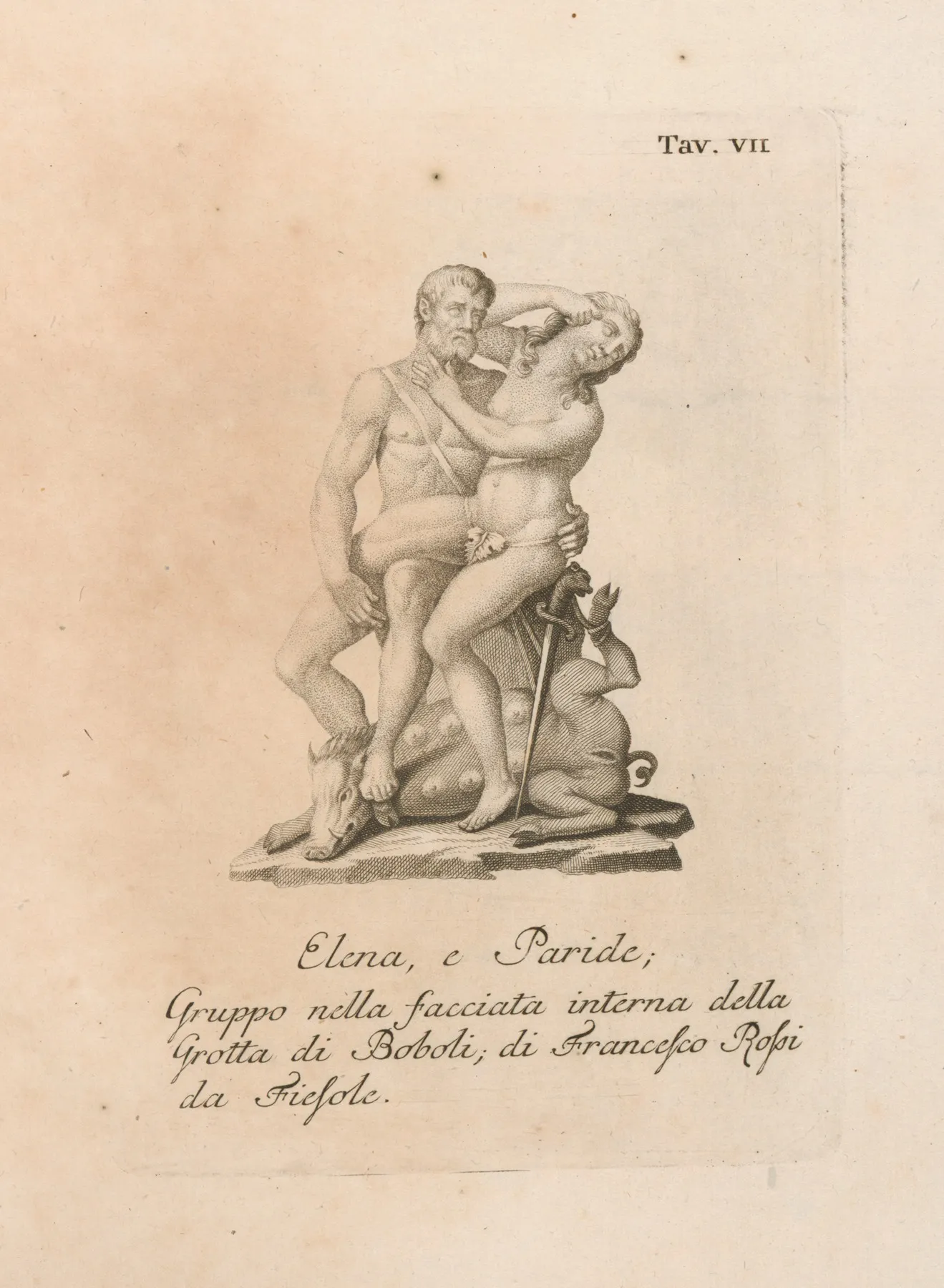 Elena E Paride Gruppo Netta Facciata Interna Della Grotta Di Boboli Di Francesco Rossi Da Fiesole Wall Art by Gaetano Vascellini - High-Resolution Digital Print