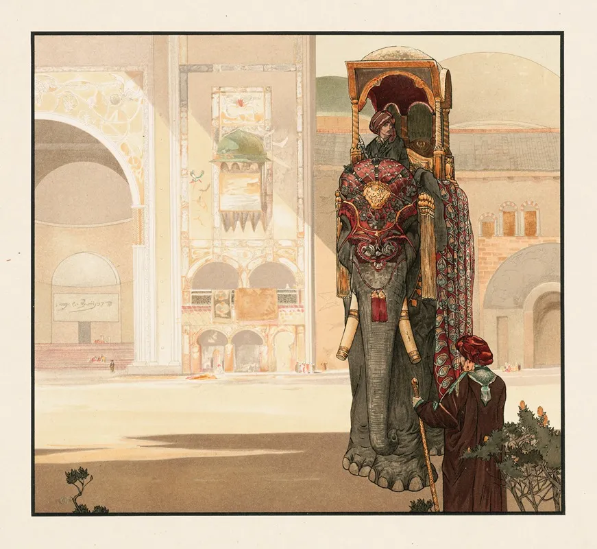 Elephant With Trappings 2 Wall Art by Charles Maurice Detmold - High-Resolution Digital Print