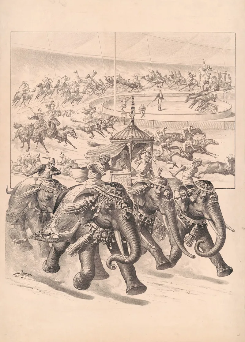Elephants Horses Giraffes Camels With Riders Wall Art by Russell, Morgan &amp; Co. - High-Resolution Digital Print
