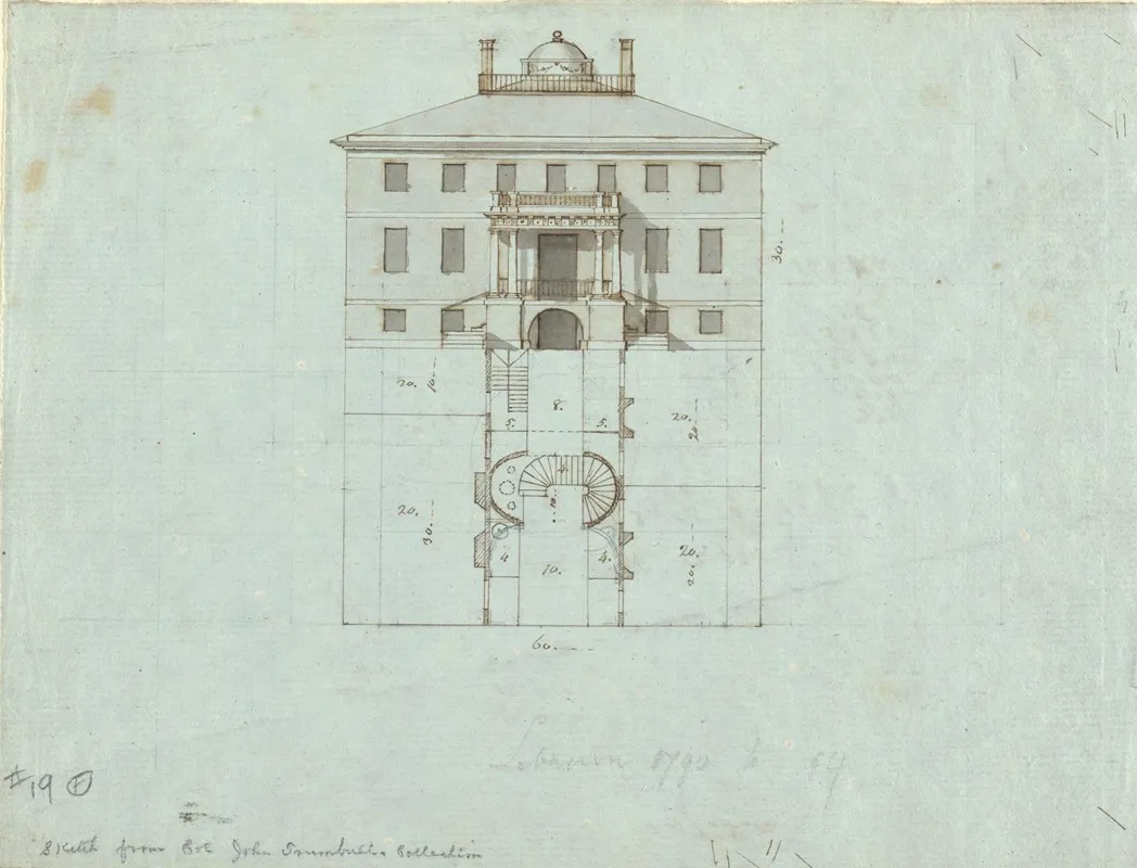 Elevation And Plan For Interior Of Large House Wall Art by John Trumbull - High-Resolution Digital Print