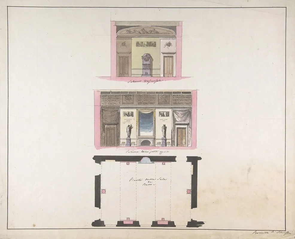 Elevation Della Nuova Galleria Wall Art by Giovanni Battista Silvestri - High-Resolution Digital Print