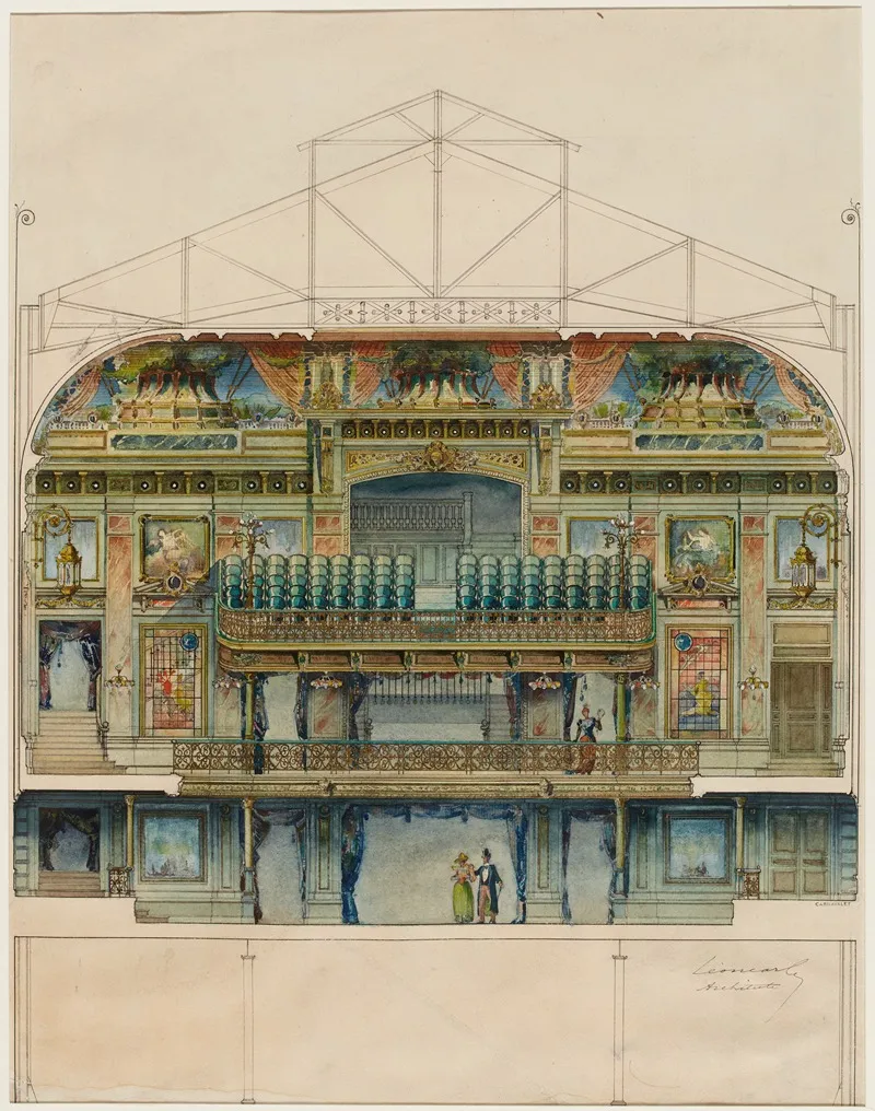 Elevation Interieure De La Salle De Lolympia Cote Salle Wall Art by Léon Carle - High-Resolution Digital Print