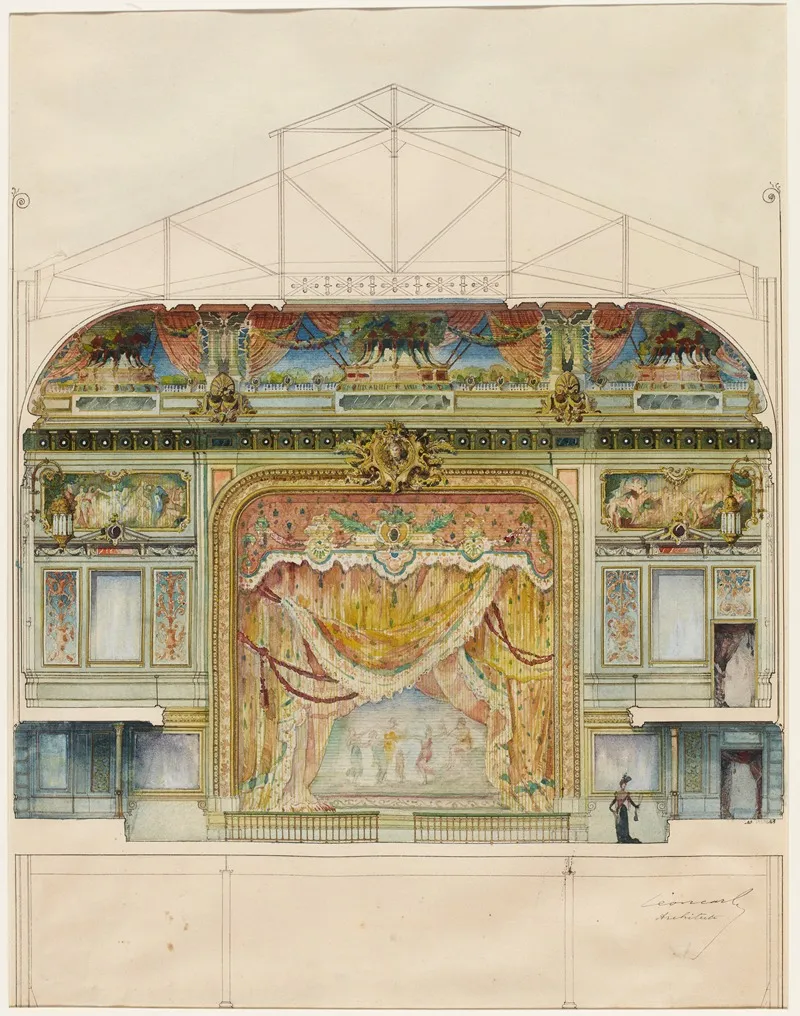 Elevation Interieure De La Salle De Lolympia Cote Scene Wall Art by Léon Carle - High-Resolution Digital Print