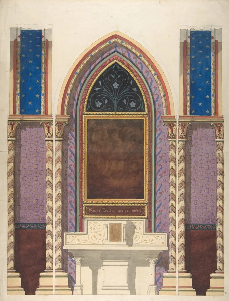 Elevation Of A Design For An Altar And Painted Wall Decoration