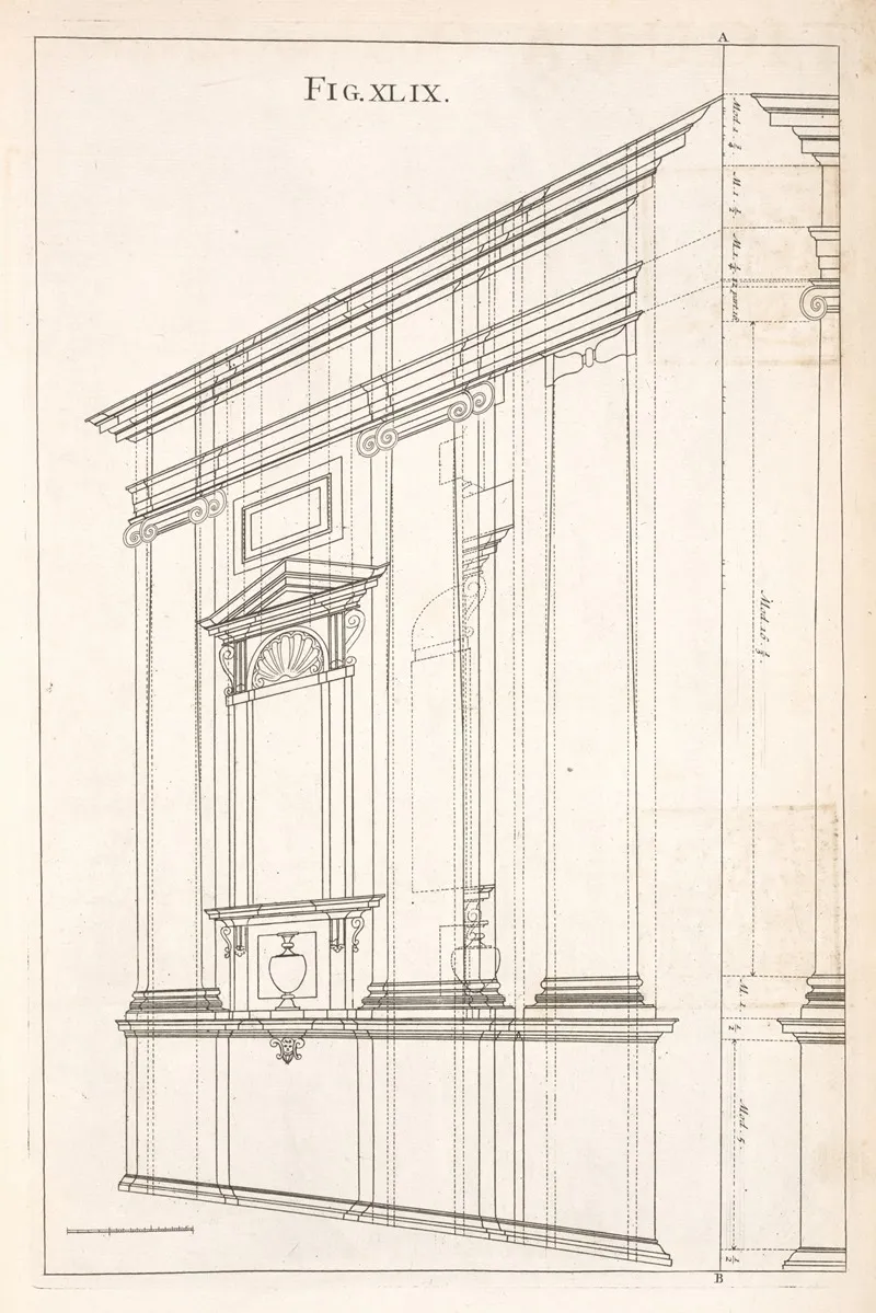 Elevation Of The Ionick Design In Perspective Wall Art by Andrea Pozzo - High-Resolution Digital Print
