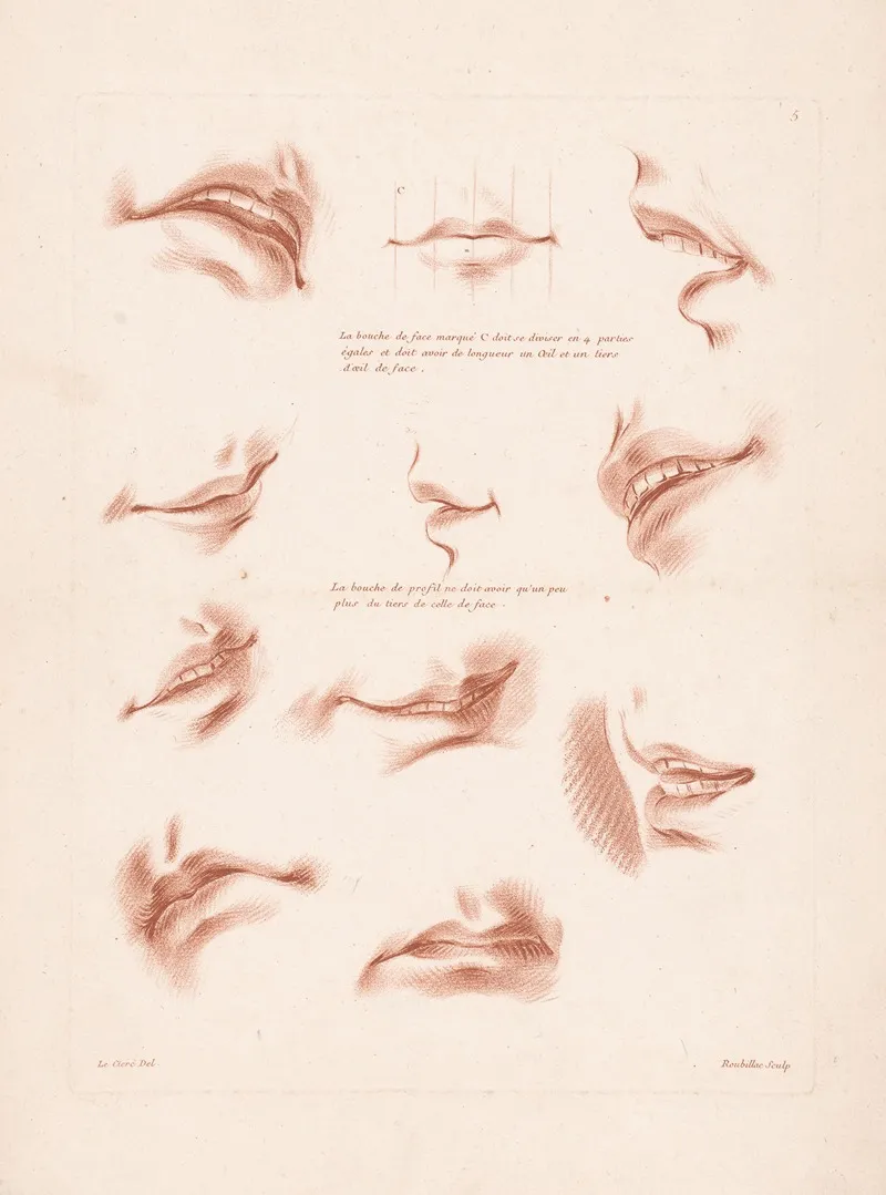 Eleven Mouths In Different Expressions Wall Art by Louis-François Roubiliac - High-Resolution Digital Print