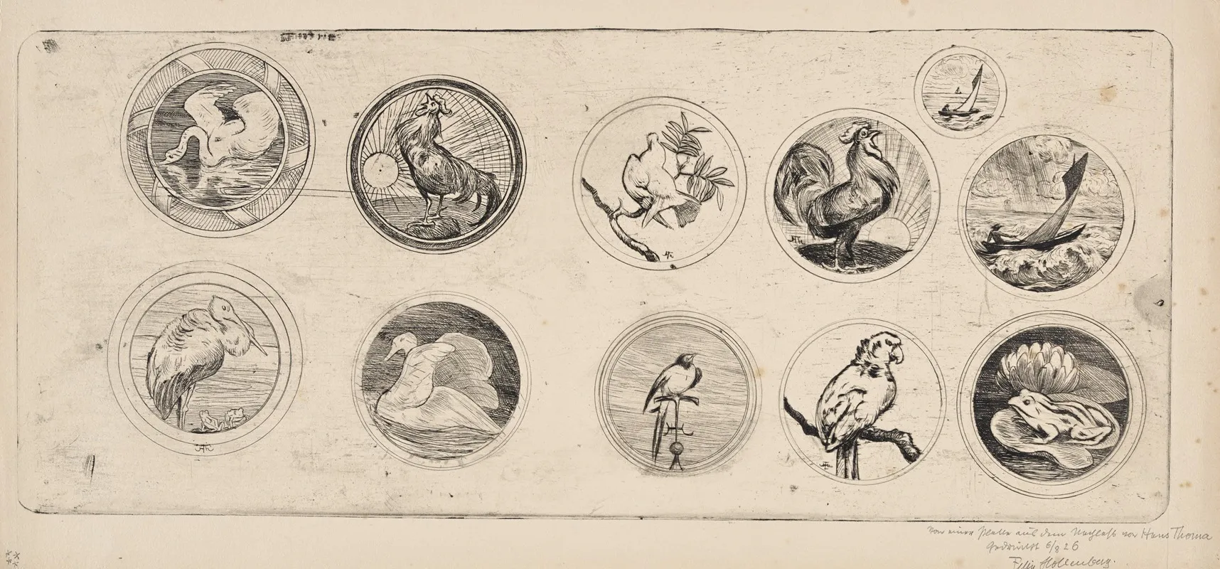 Eleven Vignettes In A Circle Frame Wall Art by Hans Thoma - High-Resolution Digital Print