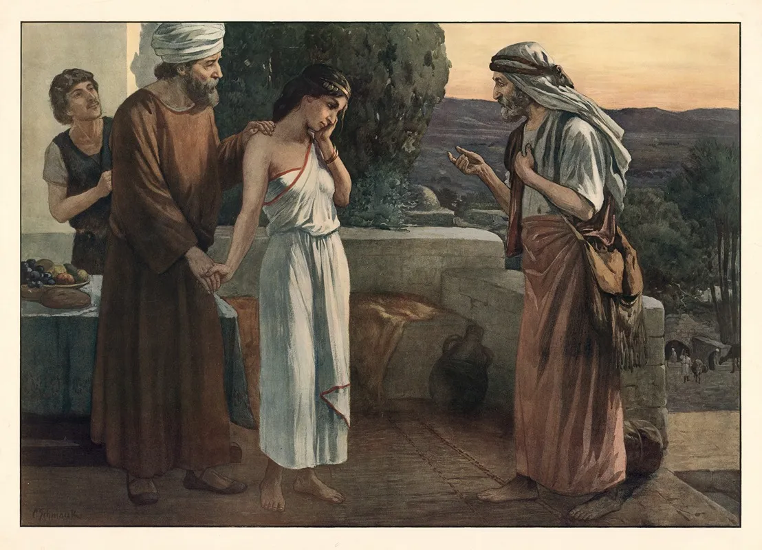 Eliezer And Rebekah 2 Wall Art by Carl Schmauk - High-Resolution Digital Print