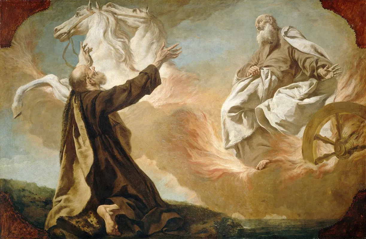 Elijah Taken Up In A Chariot Of Fire Wall Art by Giuseppe Angeli - High-Resolution Digital Print
