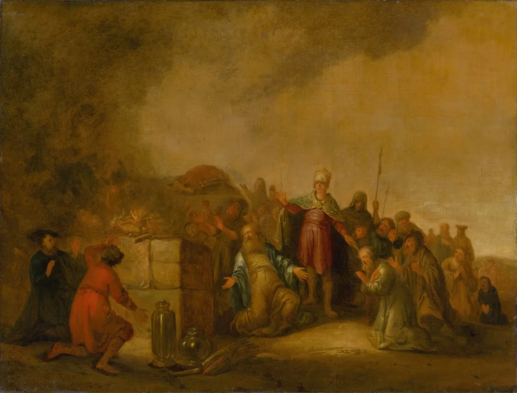 Elijahs Sacrifice To The God Baal On Mount Carmel Wall Art by Jacob Willemsz. de Wet - High-Resolution Digital Print