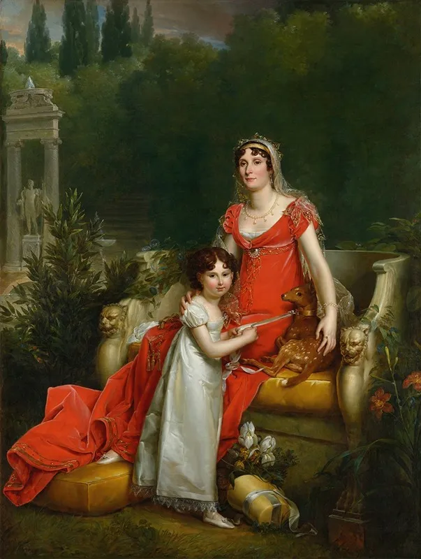 Elisa Bonaparte With Her Daughter Napoleona Baciocchi Wall Art by François Gérard - High-Resolution Digital Print