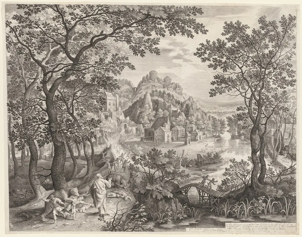 Elisha Cursing The Children Of Bethel Who Are Being Devoured By The Bears Wall Art by Gillis van Coninxloo - High-Resolution Digital Print