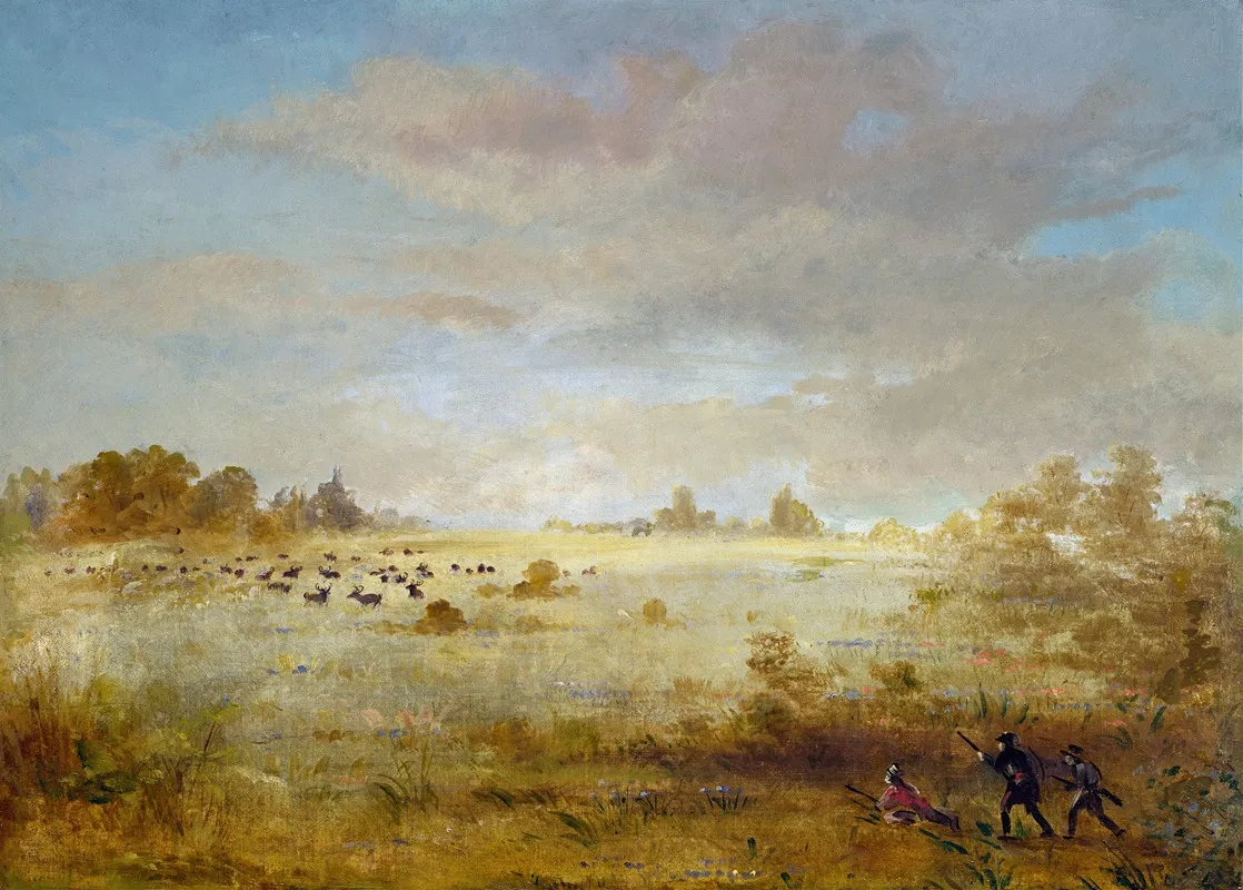Elk Grazing On An Autumn Prairie