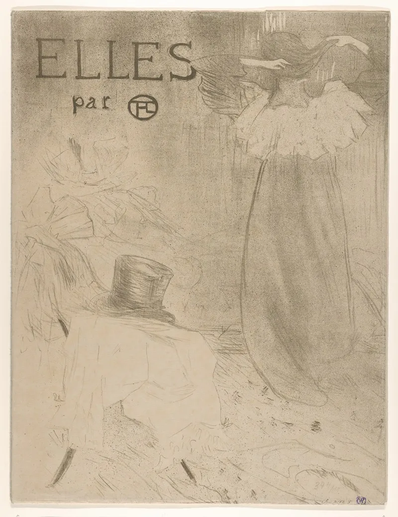 Elles Portfolio Cover 2 Wall Art by Henri de Toulouse-Lautrec - High-Resolution Digital Print
