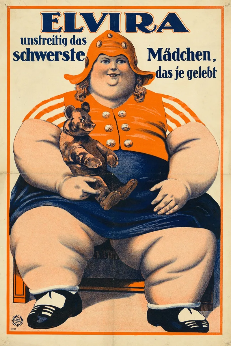 Elvira Unstreitig Das Schwerste Madchen Das Je Gelebt Wall Art by Adolf Friedländer Lith. - High-Resolution Digital Print