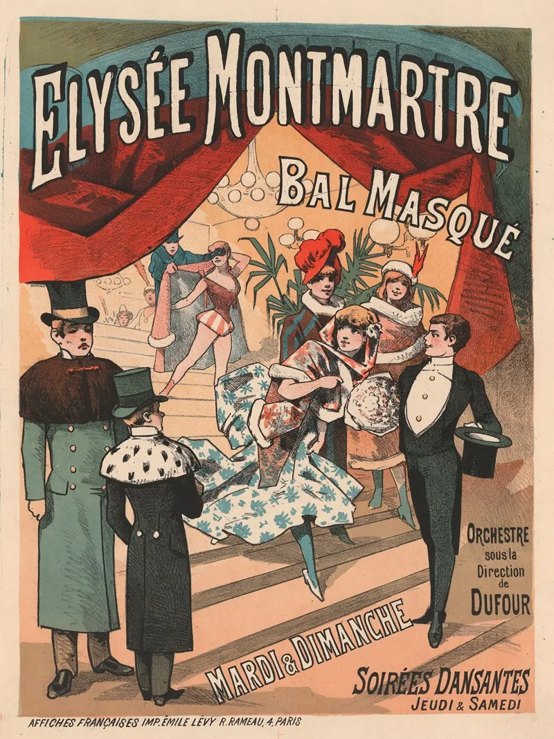 Elysee Montmartre Bal Masque Orchestre Sous La Direction De Dufour Wall Art by Imp. Emile Lévy - High-Resolution Digital Print