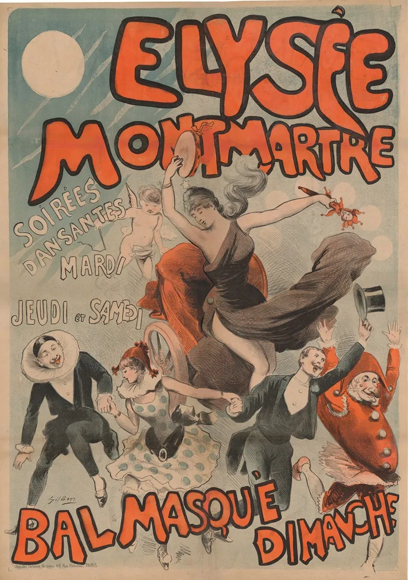Elysee Montmartre Soirees Dansantes Mardi Jeudi Et Samedi Bal Masque Dimanche Wall Art by Gil Baer - High-Resolution Digital Print
