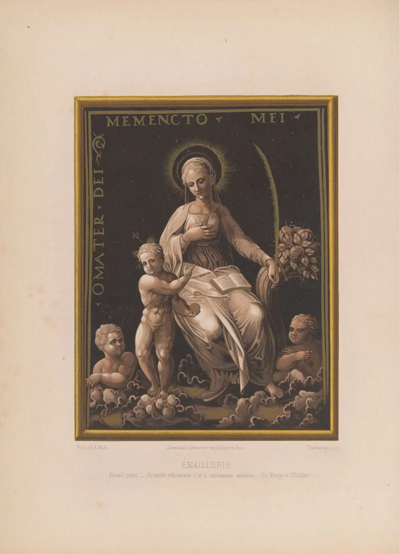 Email Peint Grisaille Rehaussee Dor A Carnations Teintees La Vierge Et Lenfant Wall Art by Joseph Rose Lemercier - High-Resolution Digital Print