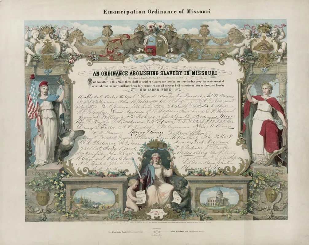 Emancipation Ordinance Of Missouri An Ordinance Abolishing Slavery In Missouri Wall Art by E. Knobel - High-Resolution Digital Print