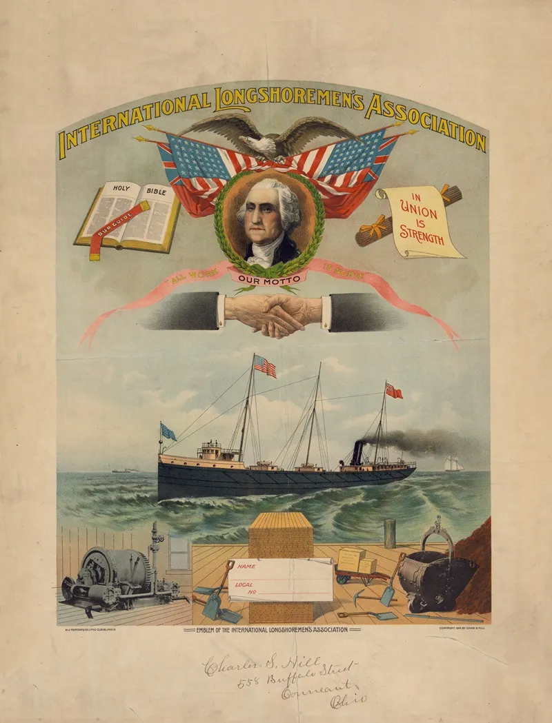 Emblem Of The International Longshoremens Association Wall Art by W.J. Morgan &amp; Co. - High-Resolution Digital Print