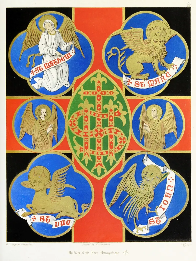 Emblems Of The Four Evangelists Wall Art by Augustus Pugin - High-Resolution Digital Print