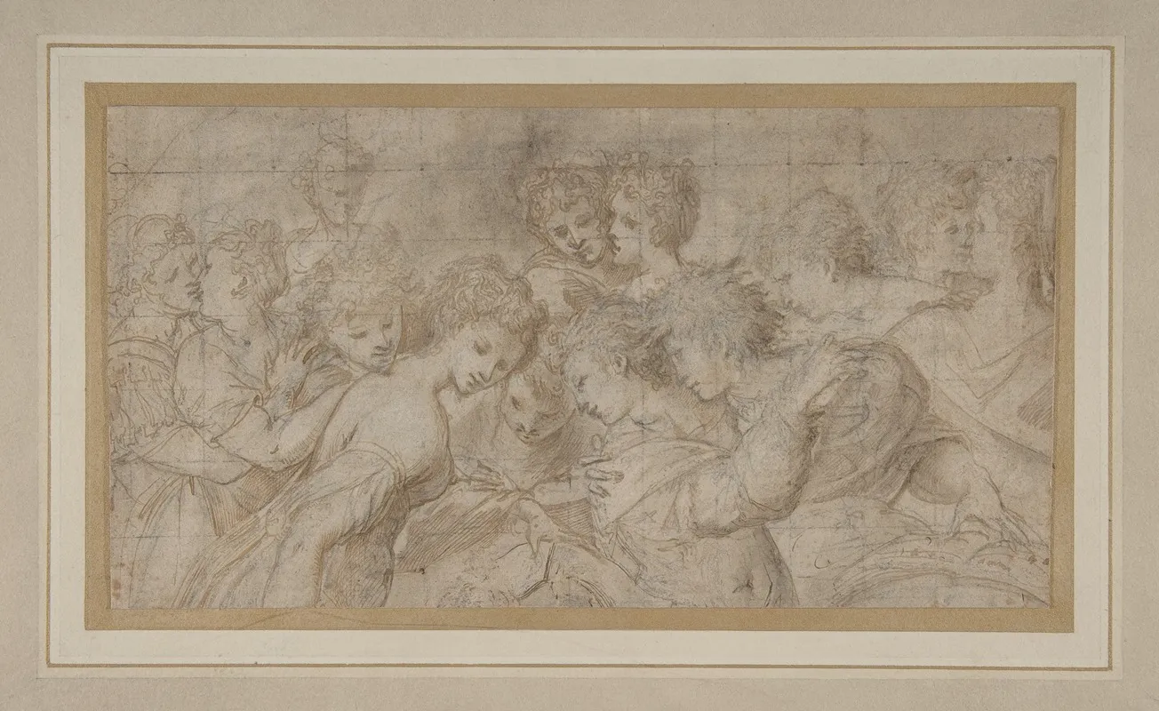 Embracing Female Figures Some Holding Musical Scores Wall Art by Girolamo Mirola - High-Resolution Digital Print