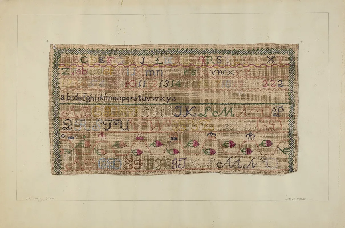 Embroidery Sampler Wall Art by Elzy J. Bird - High-Resolution Digital Print