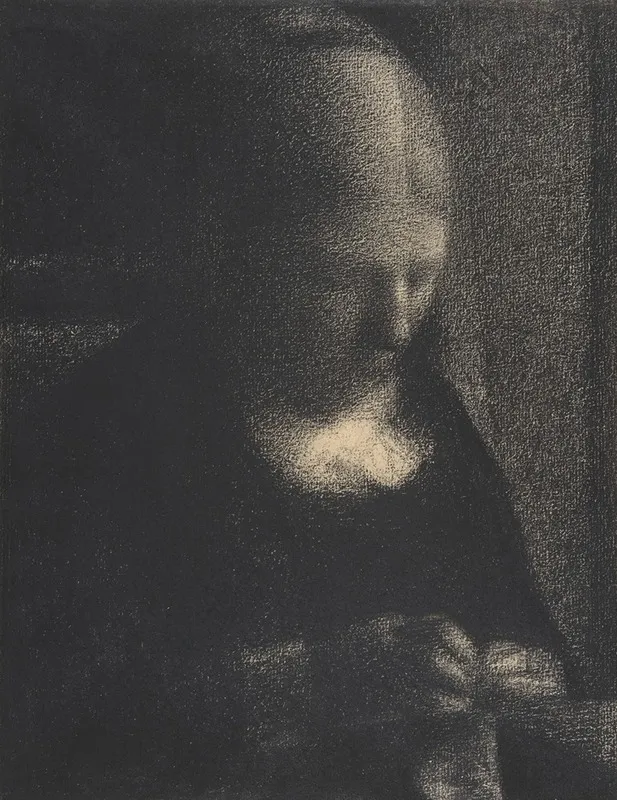Embroidery The Artists Mother Wall Art by Georges Seurat - High-Resolution Digital Print
