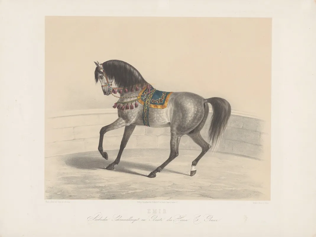 Emir Arabischer Schimmelhengst Im Besitz Des Herrn E Renz Wall Art by H. Litfas - High-Resolution Digital Print