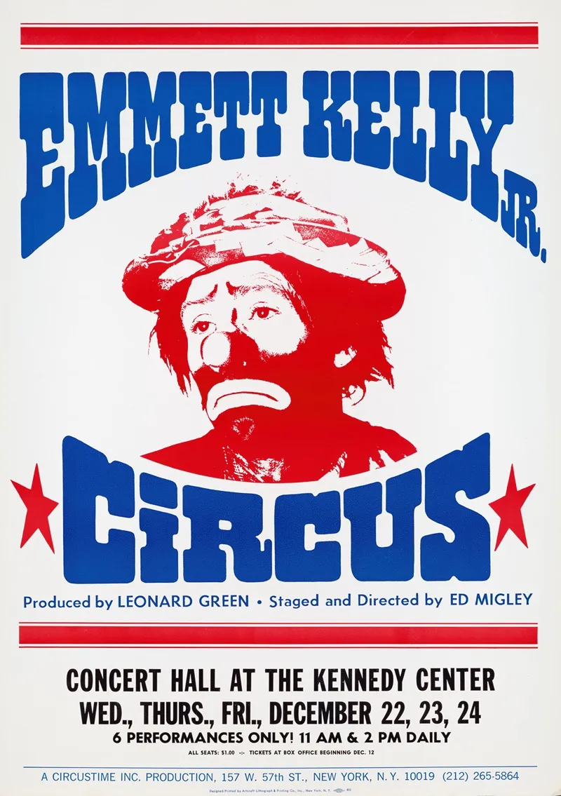 Emmett Kelly Jr Circus Wall Art by Artcraft Lithograph - High-Resolution Digital Print
