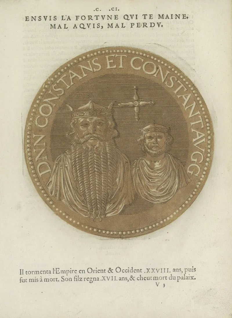 Emperor Constantine Iii And His Son Constans Ii Wall Art by Hubert Goltzius - High-Resolution Digital Print