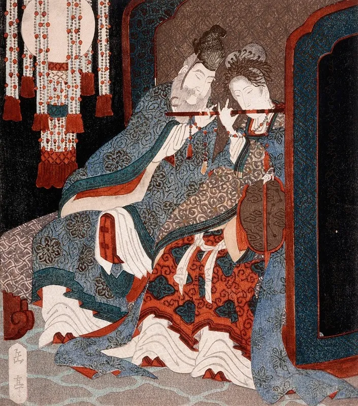 Emperor Ming Huang And Yang Guifei Playing A Flute Together