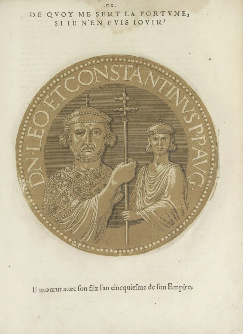 Emperors Leo Iv And His Son Constantine Vi Wall Art by Hubert Goltzius - High-Resolution Digital Print