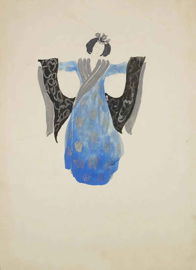 Emperors New Clothes Blue Dress With Silver Neckline And Print by Andrei Hudiakoff - High-Resolution Digital Print
