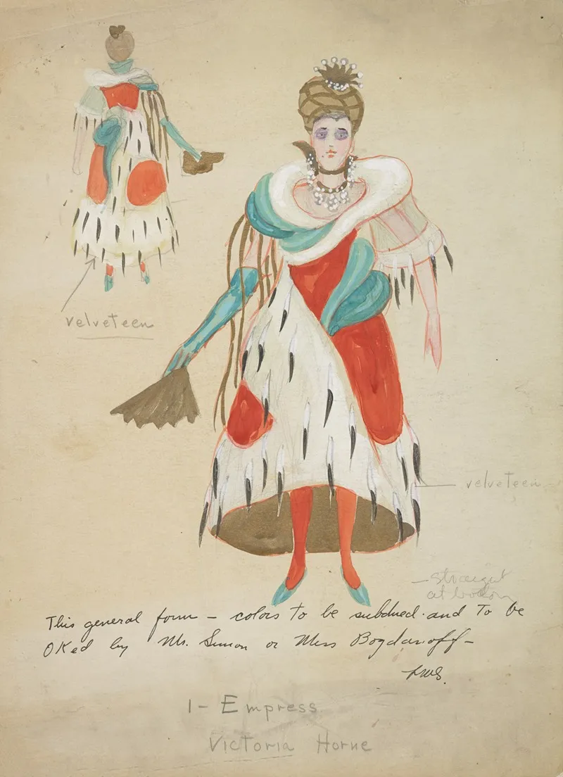 Emperors New Clothes Empress Victoria Horne White Gown With Red And Blue Panels Wall Art by Andrei Hudiakoff - High-Resolution Digital Print