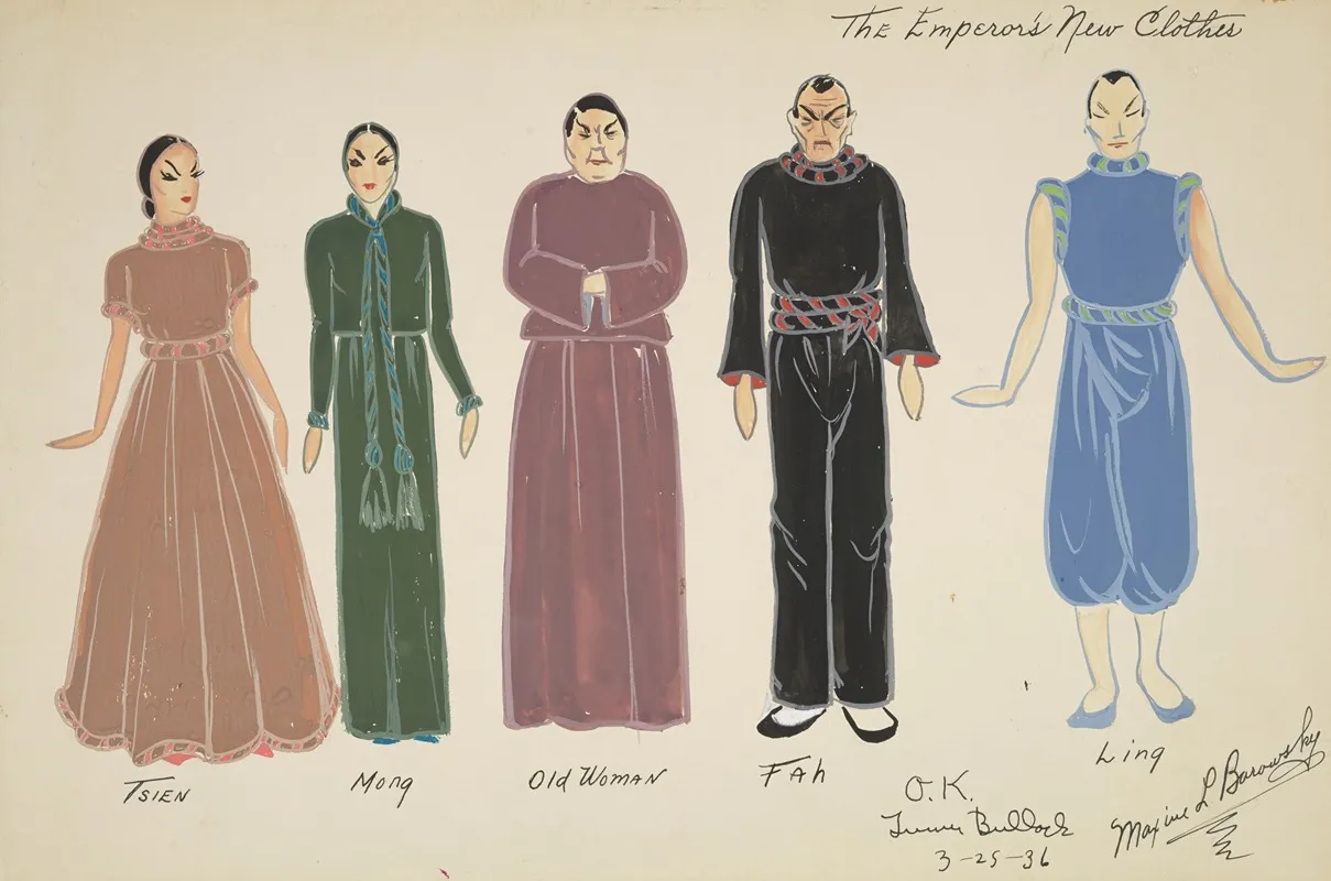 Emperors New Clothes Tsien Mong Old Woman Fah Ling Wall Art by Maxine Borowsky - High-Resolution Digital Print