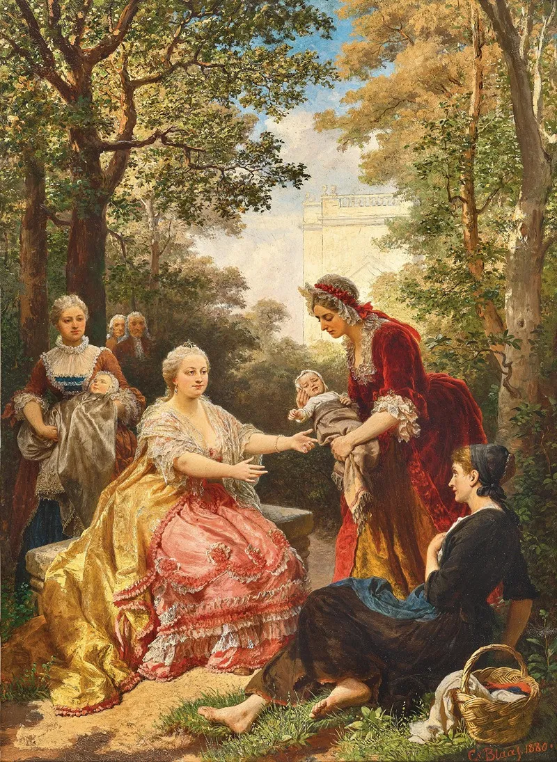 Empress Maria Theresa Taking Care Of The Infant Of A Poor Woman In The Garden Of Schonbrunn Palace