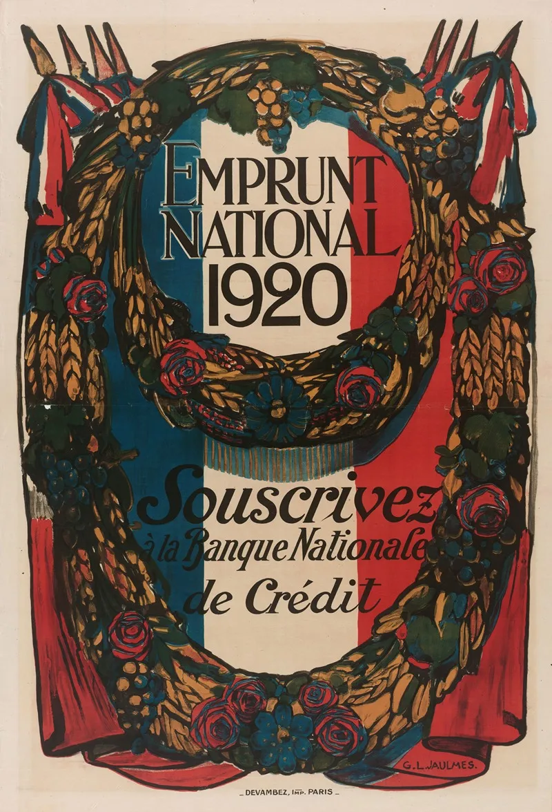 Emprunt National 1920 Souscrivez A La Banque Nationale De Credit Wall Art by Gustave-Louis Jaulmes - High-Resolution Digital Print