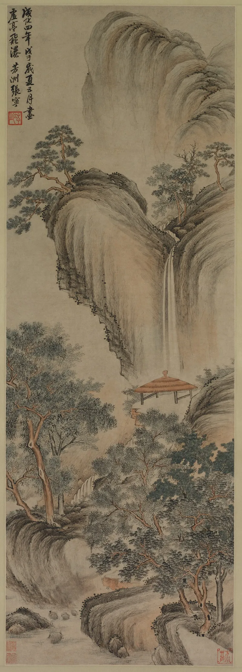 Empty Arbor And Rapid Waterfall Wall Art by Zhang Ning - High-Resolution Digital Print